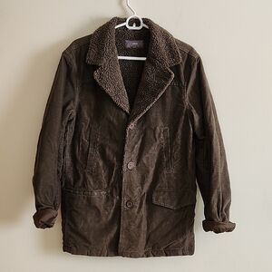 Vince Dark Brown Corduroy Jacket with Plush Collar